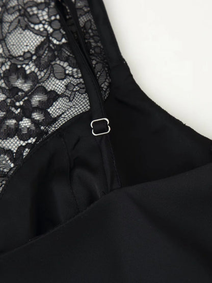 European and American style 25 winter new lace detail decoration heart-shaped neckline fine shoulder strap silk texture top