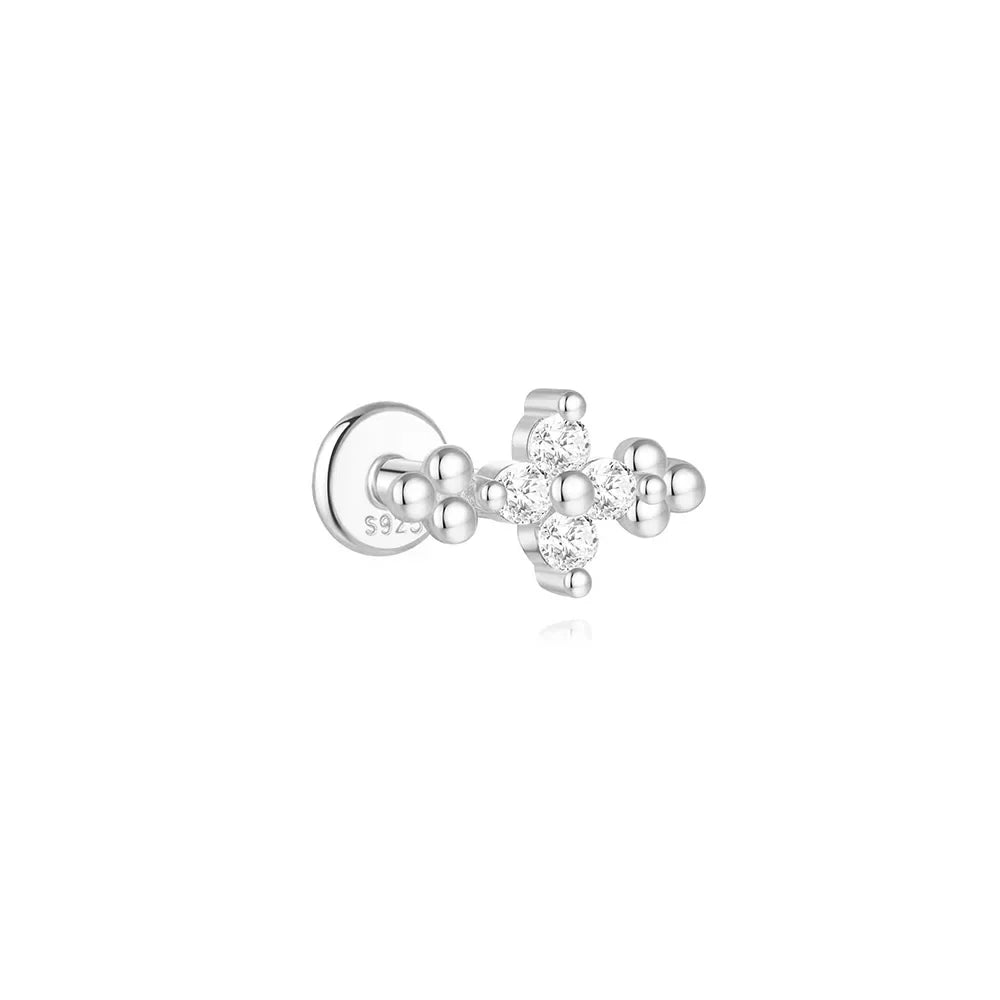S925 Sterling Silver Petals Stud Earring Microinlaid Colorful Cubic Zirconia Chain Tassel Earrings For Women Dangle Earring