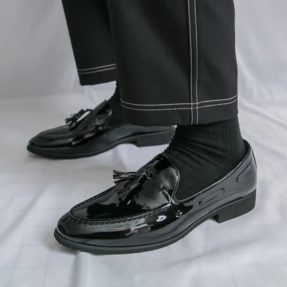 Purple Elegant Dress Shoes Man Luxury Party Wedding Shoes Men Fashion Tassels Pointed Toe Men Patent Leather Shoes Big Size 47