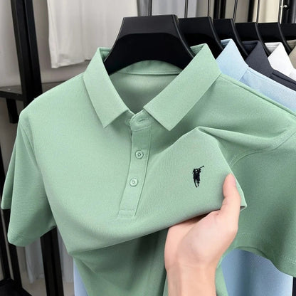 Luxury brand pony embroidery short sleeve polo shirt summer breathable solid color casual men T-shirt fashion high-end Paul top