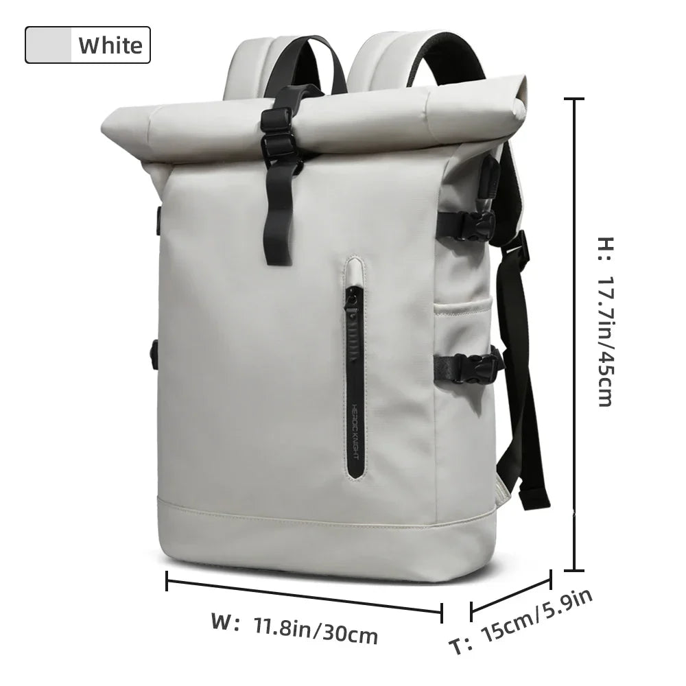 Heroic Knight Men's backpack Waterproof Roll Top Backpack Women Travel Expandable USB Charging Large Capacity Laptop Bag Mochila