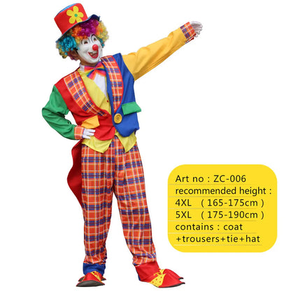 2025 New adult Circus Clown Cosplay Costumes Stage Performance Halloween Clown Role Play  Supply for Birthday Carnival