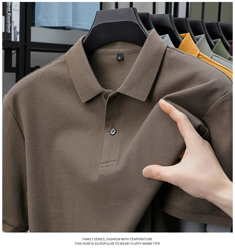 20 Colors Men's 100% Cotton Polo Shirt - Summer Casual Breathable Tee,Ideal for Golf and Sports,Business Casual,Silk-Like Finish
