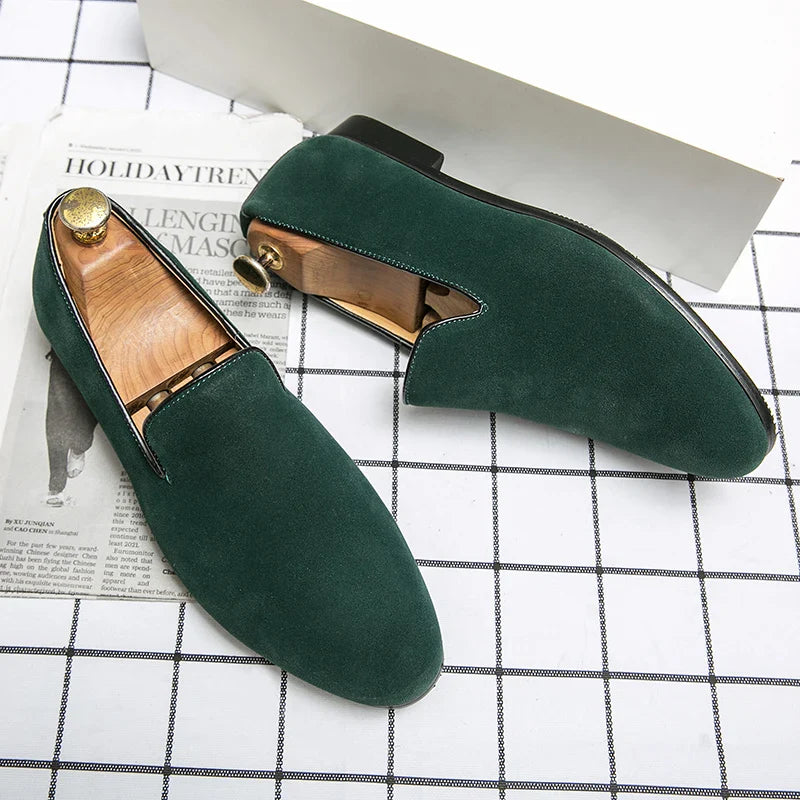 Sapatos Masculinos Mule de Couro Camurça Clássicos de Negócios para Homens Sapatos de Luxo Masculinos Mocassim Sapatos Masculinos Slip-On Sociais