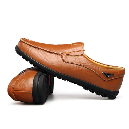 Sapatos Casuais Masculinos de Couro Genuíno Marca Italiana Macia Mocassins Respiráveis Slip-on Pretos para Dirigir Tamanhos Grandes 37-47