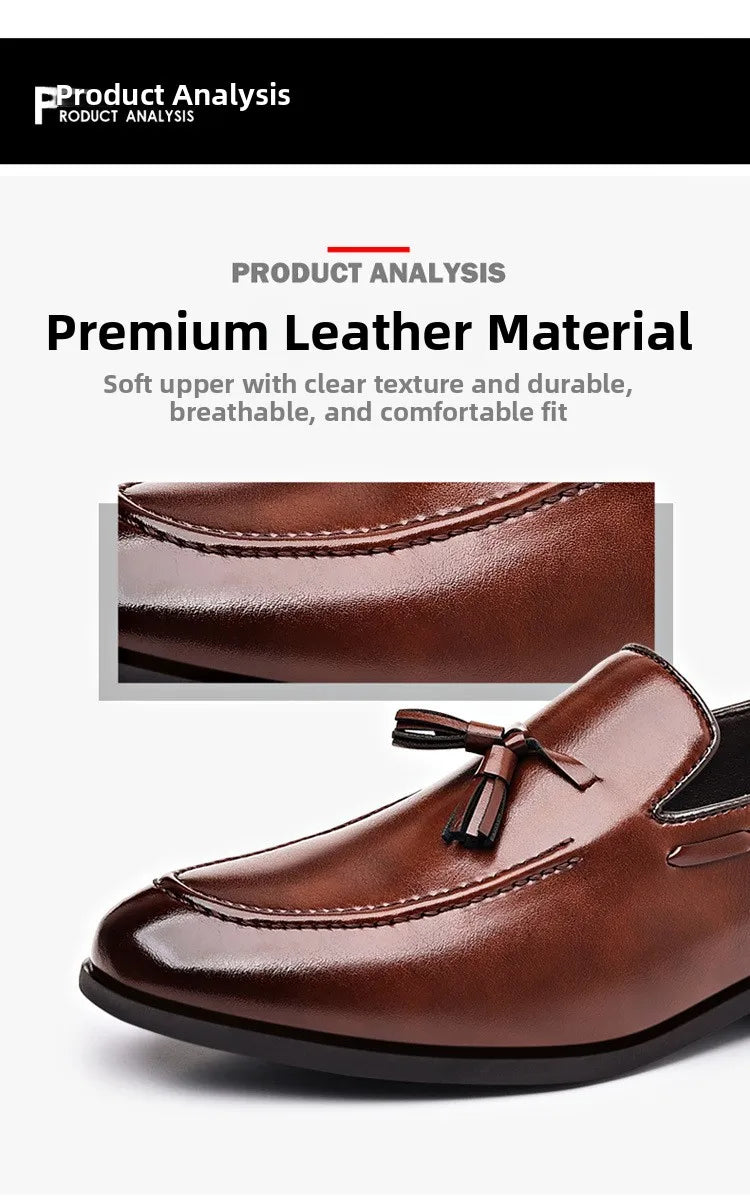 Summer New Large Size Men's Leather Shoes Business Formal Casual Wedding Knot Shoes round Toe Flat Heel Rubber Outsole