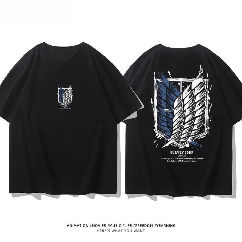 Wings of Liberty Printed Short Sleeve T-shirt Men's and Women's Fashion Loose Cotton Top
