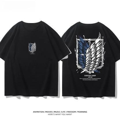 Wings of Liberty Printed Short Sleeve T-shirt Men's and Women's Fashion Loose Cotton Top