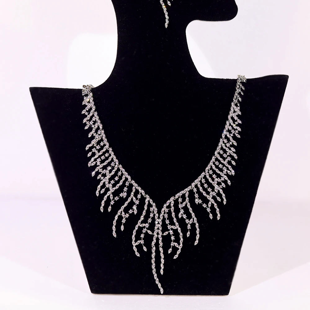 Elegant African Bridal Jewelry Set Cubic Zirconia Party Accessories 2pcs Necklace Set for Women X0546
