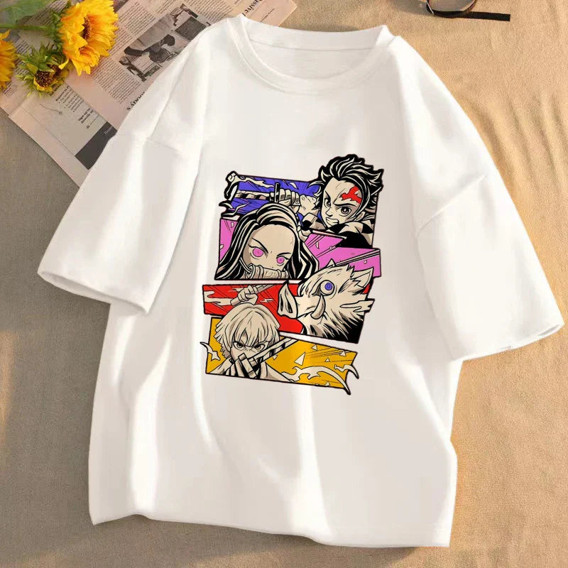 Demon Slayer Anime T-Shirt Kimetsu No Yaiba Unisex Graphic Tee Summer Short Sleeve Casual Cartoon Top Streetwear Anime Gift