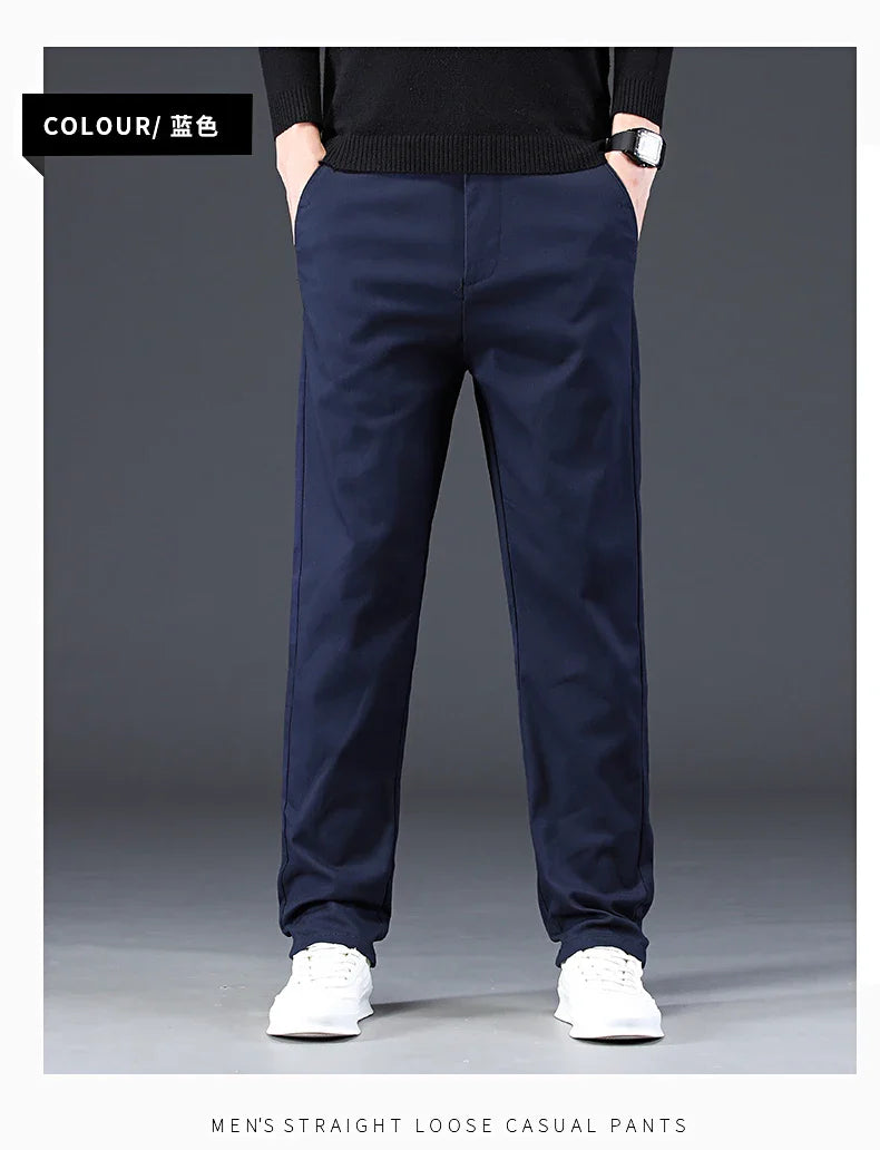 98% Cotton Men's Chinos & Casual Pants, Khaki Pants, Loose Straight , Streetwear Men ,Twill Pants,  Tall Men STRAIGHT Trousers