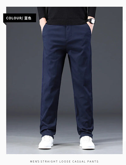 98% Cotton Men's Chinos & Casual Pants, Khaki Pants, Loose Straight , Streetwear Men ,Twill Pants,  Tall Men STRAIGHT Trousers