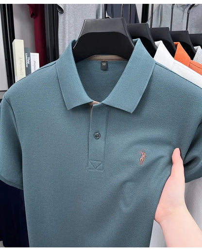 100% pure cotton high-end brand men's short sleeve polo shirt comfort lightweight summer casual T-shirt youthful fashionable top