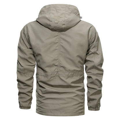Men’s hooded outdoor windbreaker jacket, windproof casual coat, spring autumn camping, M–XXL