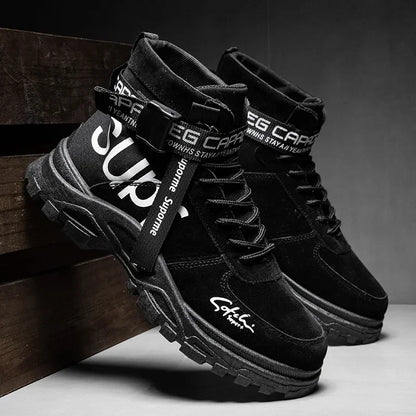 Cloth Men Boots High Top Ankle Boots British Style Men Casual Shoes Outdoor Breathable Walking Sneakers Comfortable Work Boots