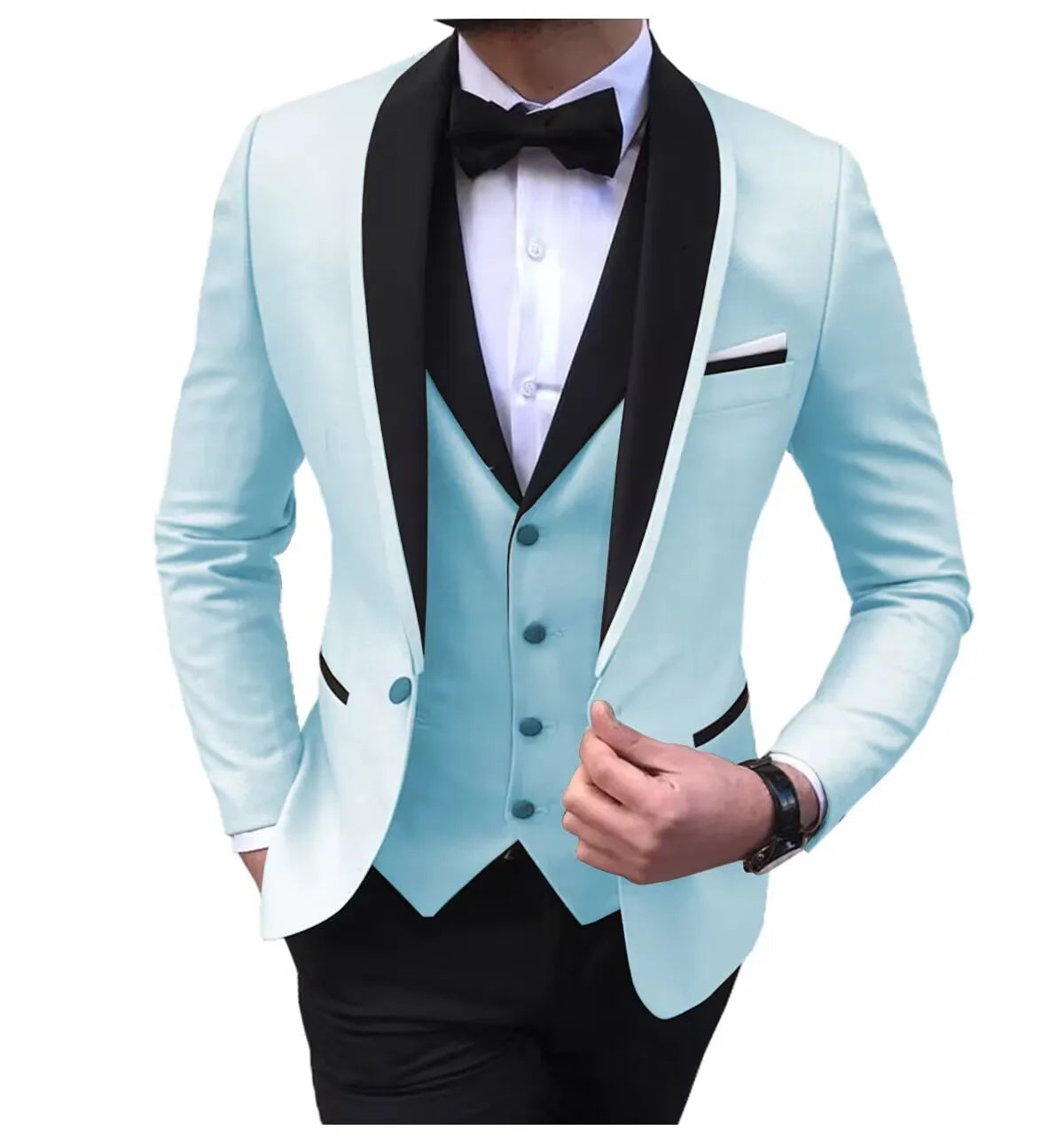 Latest Solid Casual Men's Suit Slim Fit Blazer Male Groom Tuxedos Wedding Business Party Suits 3 Pieces Sets(Jacket+Vest+Pants)