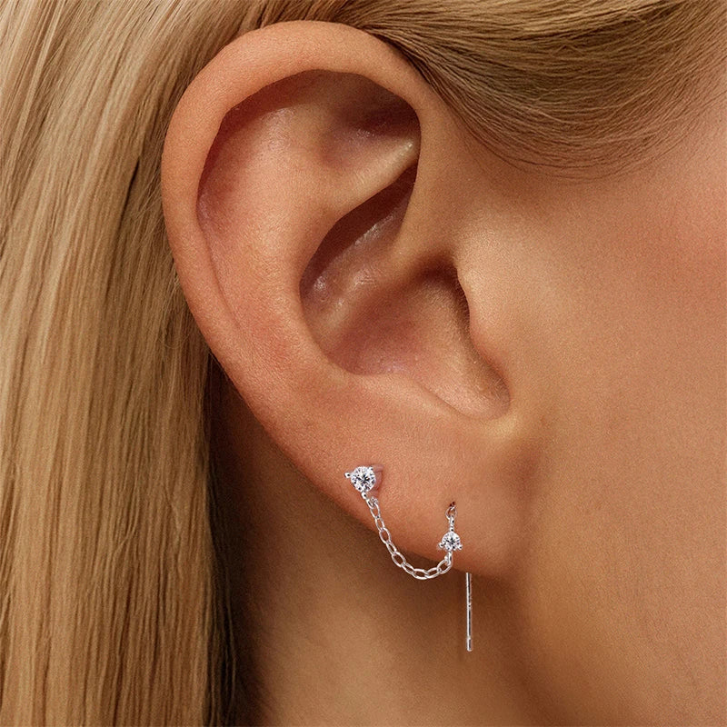 New D Vvs1 All Moissanite Tassel Drop Earrings for Women Lab Diamond Wedding Party Jewelry 100% S925 Sterling Silver