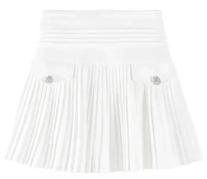Fashions White Pleated Skirt Women High Waist Skater Skirt Female Korean A-Line High Fashion Casual Short Skirt Women Bottoms