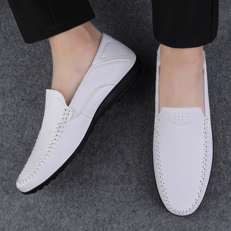 Fashion Men Casual Leather Shoes Luxury Italian Soft Men Loafers Handmade Moccasins Men Breathable Slip on Boat Shoes Plus Size