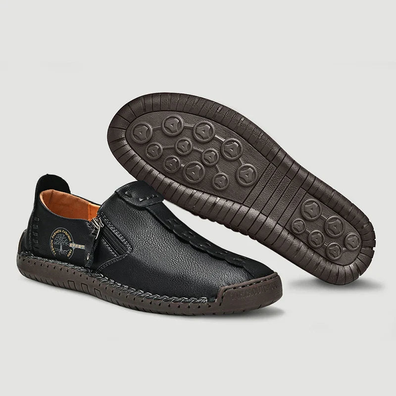 Handmade Leather Men Shoes Casual Slip On Loafers Breathable Leather Shoes Men Flats Hot Sale Moccasins Outdoor Shoes Plus Size