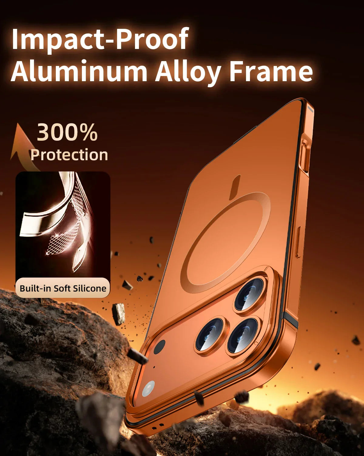 Suitable Magsafe Case for IPhone 17Pro Max 12 13 14 15 16 17Air Plus Alloy Frame Heavy Protection Phone Case