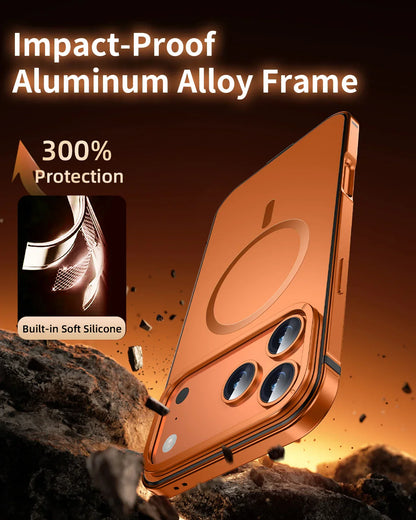Suitable Magsafe Case for IPhone 17Pro Max 12 13 14 15 16 17Air Plus Alloy Frame Heavy Protection Phone Case