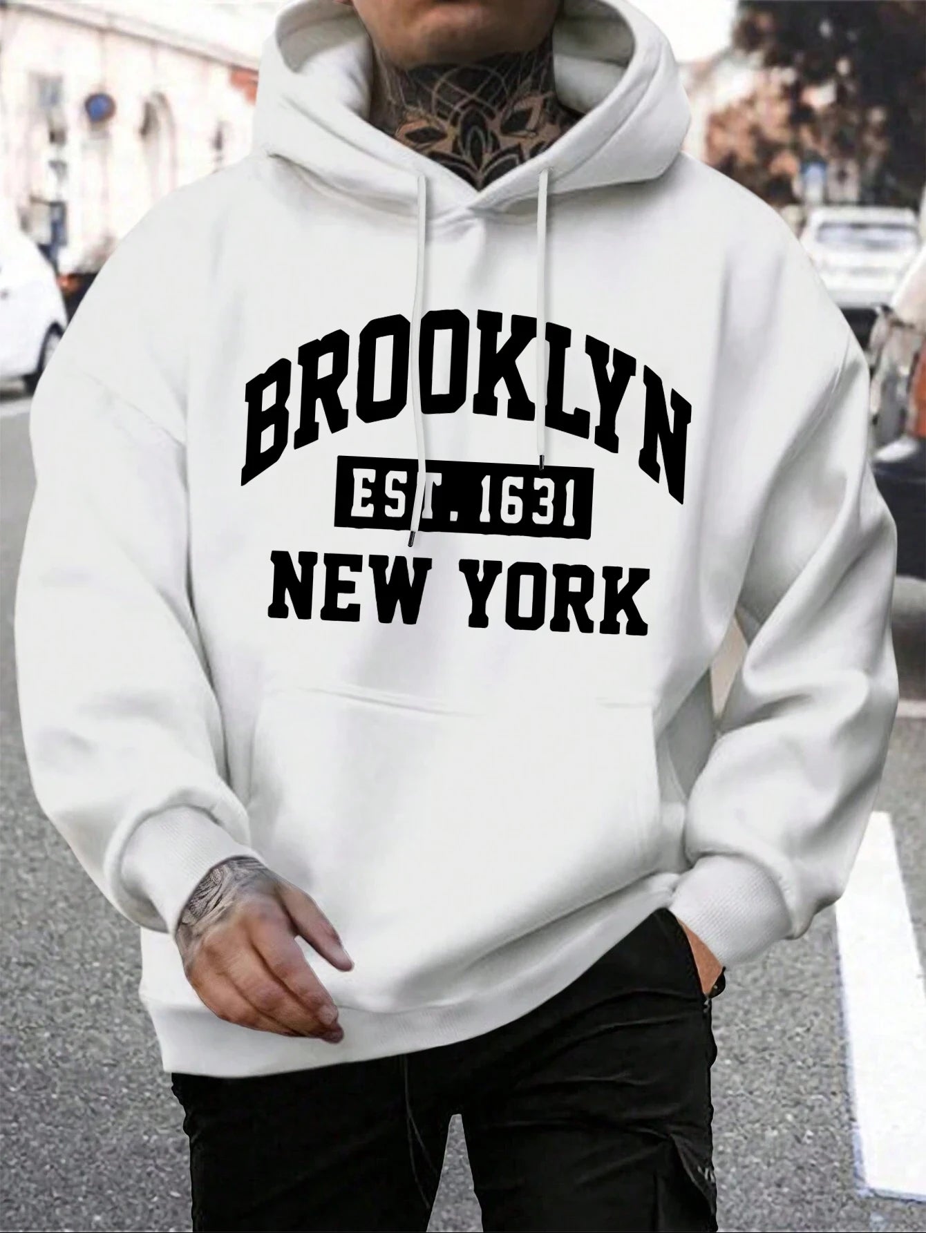 Beooklyn Est 1631 New York Printed Hooded Men Fleece Warm Big Size Hoodies Fashion fur-liner Hoodie Fashion Casual S-XXL Tops
