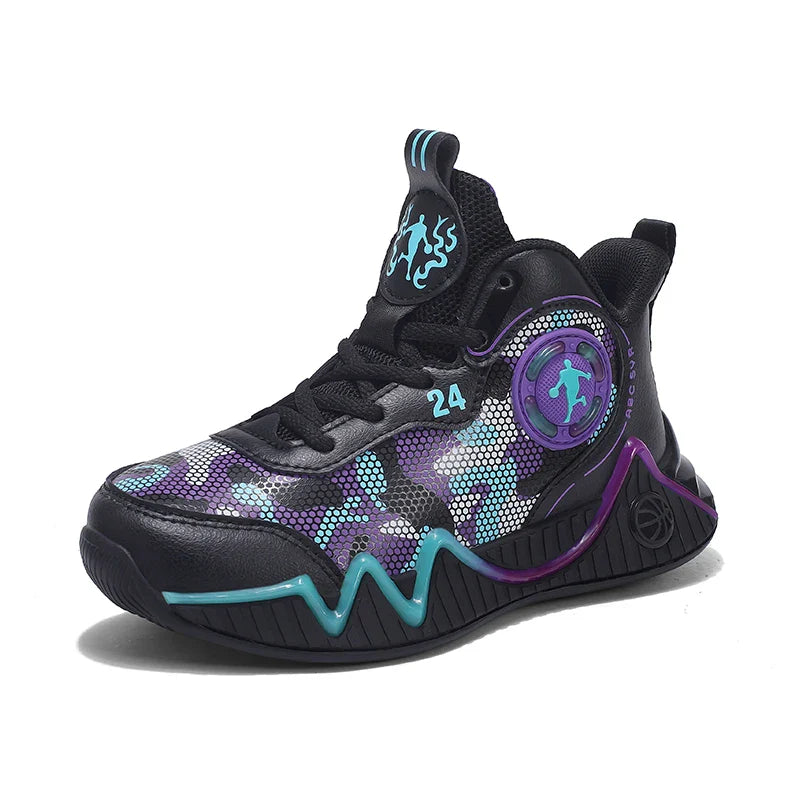 Kids Basketball Shoes Ankle Support Sneakers Tactical Boots Breathable Boys Girls Sports Shoes Shock-absorbing Athletic Shoes