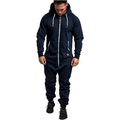 2024 new Sports Men Warm Fleece Onesie Fluffy Lounge Adult  One Piece Male Jumpsuits Hooded Onesies For Adult Running zip suit