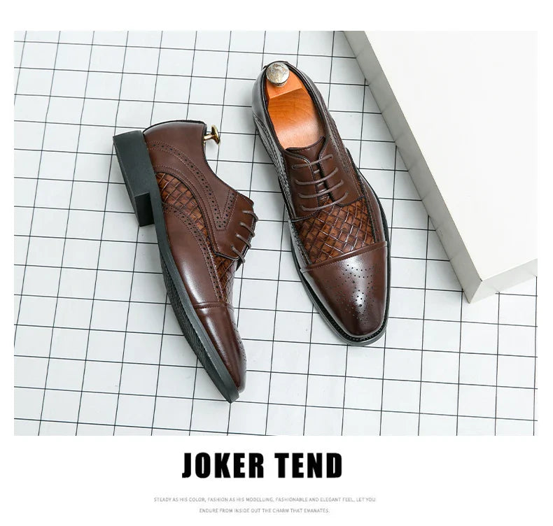 Fashion Brogue Shoes Dress Wedding Social Office Leather Shoes For Men Classic Casual Business Party Formal Leather Shoes Man