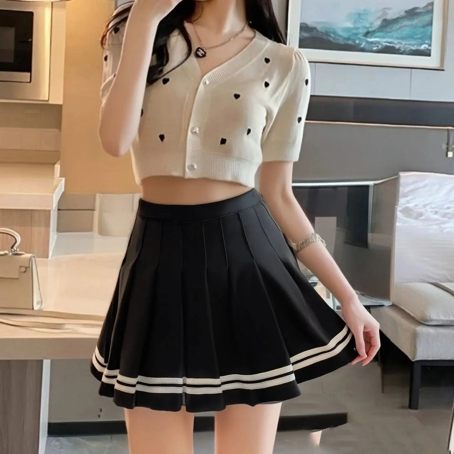 Vintage Korean Style Patchwork Skirt Harajuku JK Black Pleated Skirts Gothic Streetwear High Waist Mini Skirt Women Punk Skirt