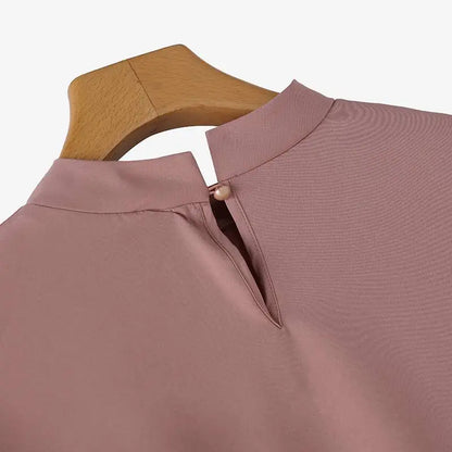 Women Elegant Party Blouse Vintage Mesh Ruffle 3/4 Sleeve Tops 2024 Autumn Stand Collar Shirts Korean Version Loose Tunic