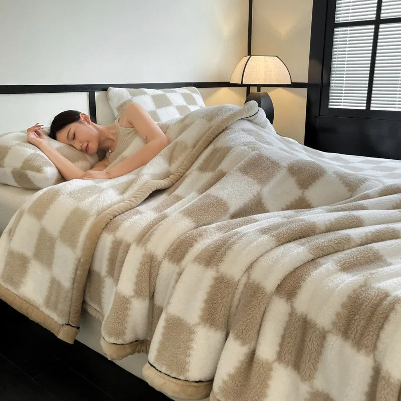 New Shumian velvet thickened warm coral velvet blanket, milk velvet long velvet light luxury blanket blanket