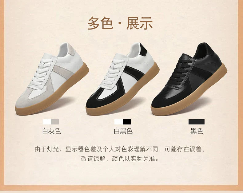 Invisible Height-Increasing Shoes 8cm German Training Shoes for Men, Summer Breathable Casual Sneakers, Genuine Leather Retro Versatile Forrest Gump Shoes 6cm