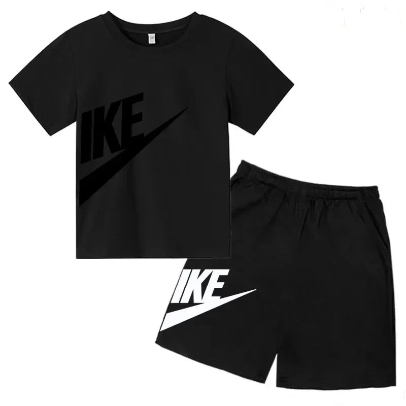 Kids Summer Short Sleeve T-shirt Shorts 2Pcs Set Boy Girl Casual Sport Jogging Suit Toddler 3-12Y