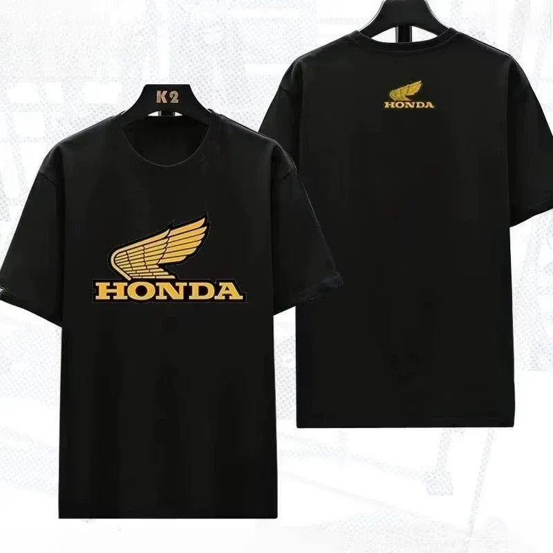 2026 New Summer Hot Selling Plus Size Honda Men's and Women's Pure Cotton T-Shirt Motorcycle Racing Top