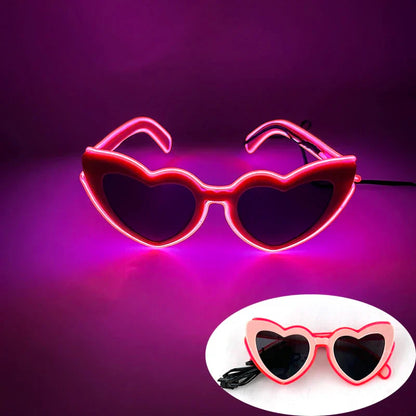 LED Just Married Glasses Wedding Bride To Be Surprise Gift Couple Glasses Souvenirs Glowing Heart Glasses Married Sunglasses