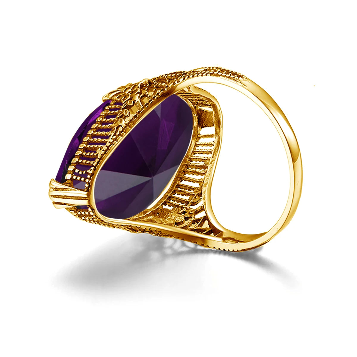 Marquise Stone Amethyst Ring 925 Antique Silver For Women Trend Luxury Party Jewelry Birthstone Gems Unique Handmade Gift