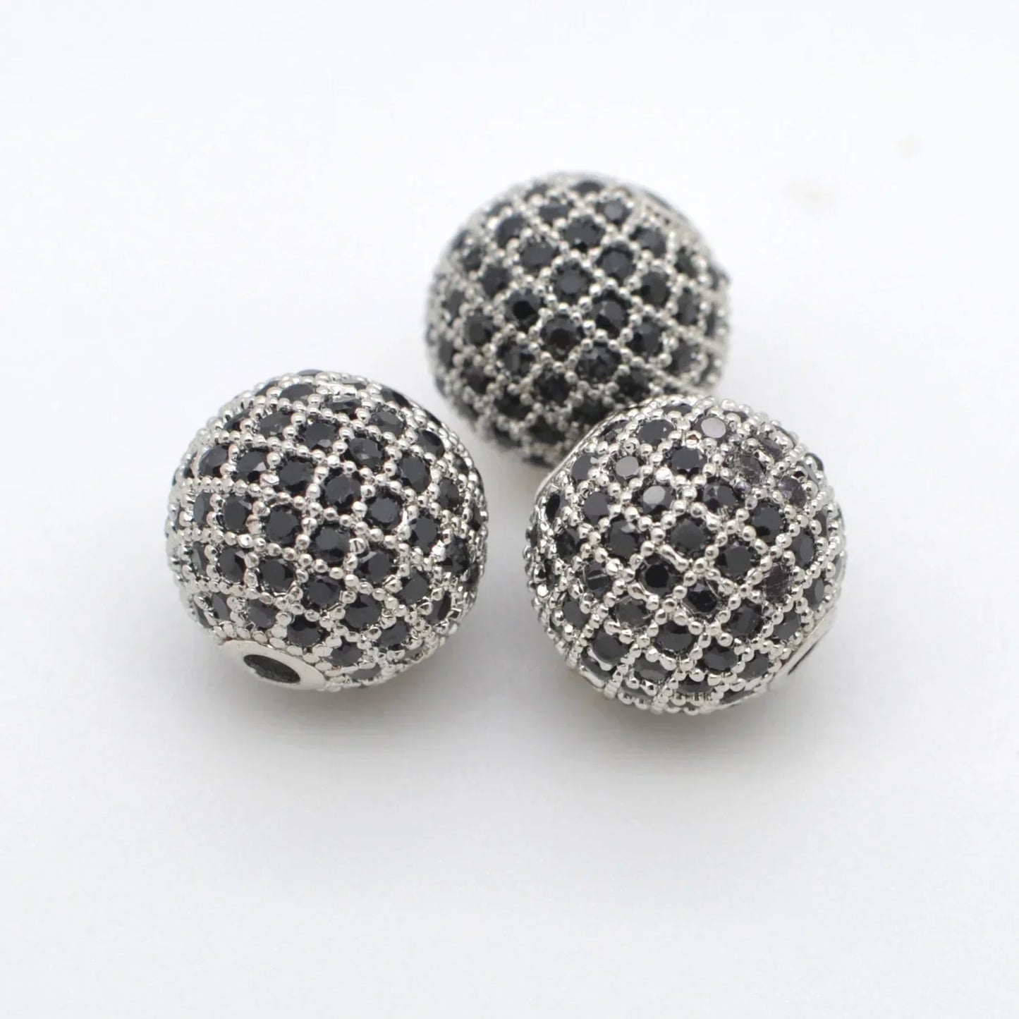 Beads for Jewelry Making Gold Silver Color Accessories Paved Zircon Spacer Bead String Beaded Diy Necklace Bracelet Chain Charms