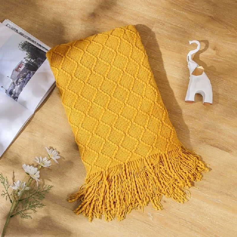 Aesthetic Nordic Plaid Knitted Throw Thread Blankets on the Bed Sofa Throw Travel TV Nap Blankets Soft Towel Bed Plaid Tapestry
