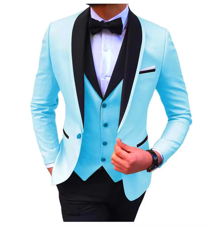 Latest Solid Casual Men's Suit Slim Fit Blazer Male Groom Tuxedos Wedding Business Party Suits 3 Pieces Sets(Jacket+Vest+Pants)