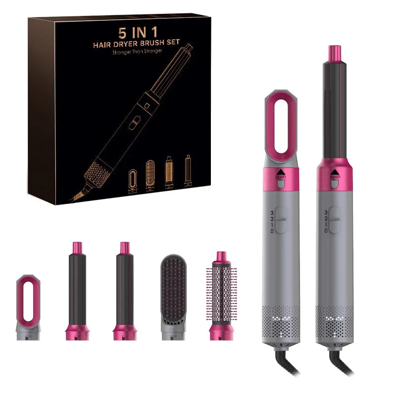 5 In 1 Hair Dryer Comb Set Professional Hot Air Styler For Hair Curling Straightening And Volumizing At Home
