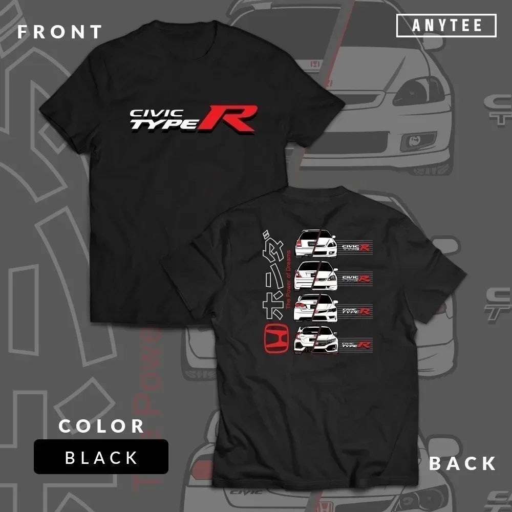 Civic Type R Men's T-shirt JDM Japanese Performance Car Print Soft Cotton 2026 Summer Casual Street Style T-shirt