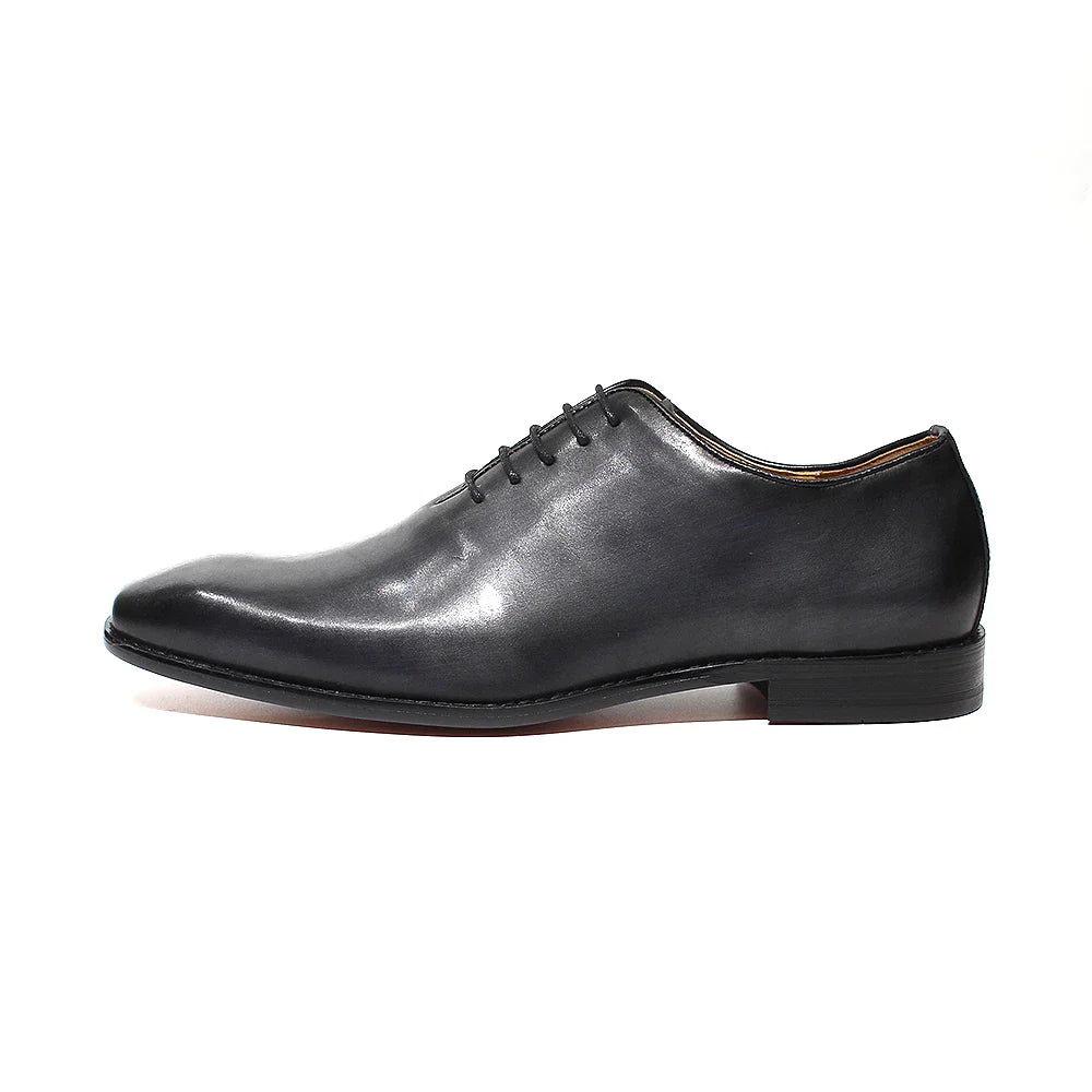 Classic Genuine Leather Whole Cut Mens Oxford Dress Shoes Plain Toe Brand Designer Handmade Office Business Formal Shoes for Men