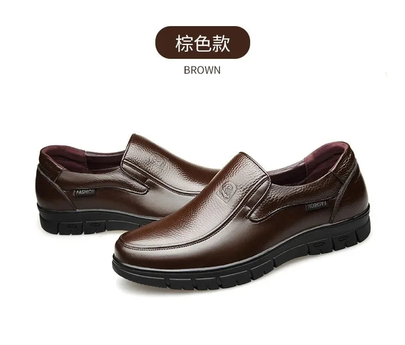 Men Genuine Leather Businenss Loafers Handmade Shoes Non-slip Man Flat Driving Walking Man Soft Luxury Dad Dress Office Shoes