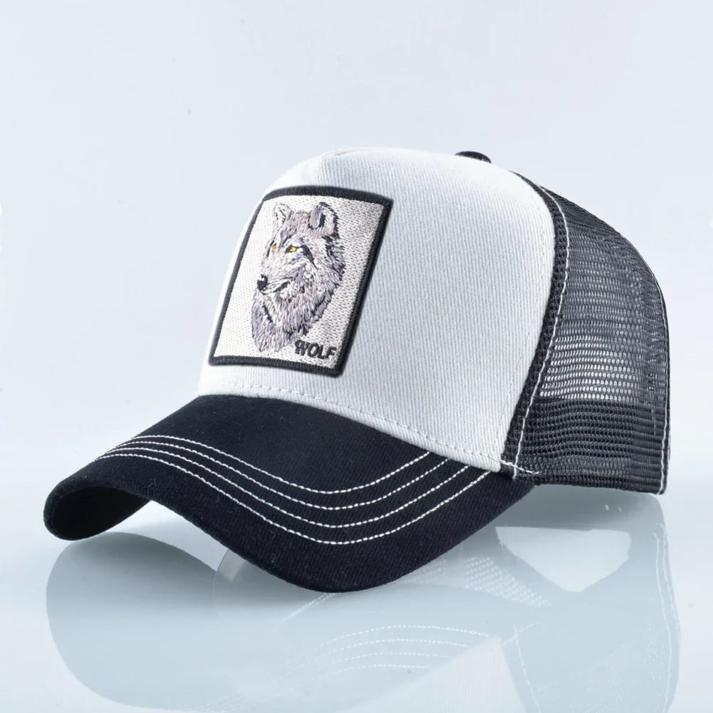 Fashion Baseball Cap With Embroidery Wolf Patch Snapback Hip Hop Trucker Caps Men Women Outdoor Breathable Visor Hat