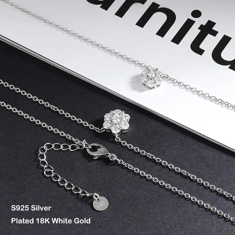 Flower GRA Certified Full 1.5/2.5/3mm D Color Moissanite Bracelet for Woman Men Silver 925 Diamond Hand Link Bracelets Gift