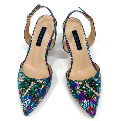 Champagne Color Thin Heels Pointed Toe Crystal Design Ladies Shoes Matching Bag Set For Women Weeding Party Pump