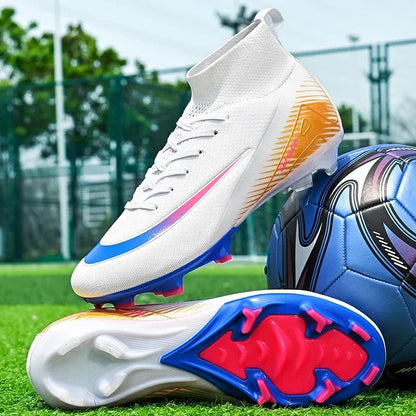 New Men Football Boots Match Long Spikes Soccer Shoes Cleats Boys Comfortable Training Sport Adult Breathable Outdoor Non Slip