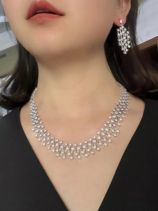Fashion CZ Bride Indian Jewelry Set for Women Water Drop Wedding Design Choker Necklace Girlfriend birthday Gifts X0520